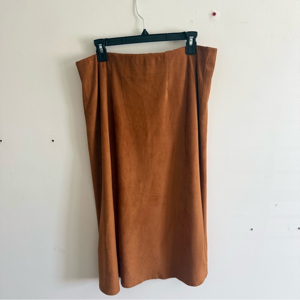 Brochu Walker Brown Midi Slip Skirt Brown Suede Luxury Western Size Large - Picture 6 of 8